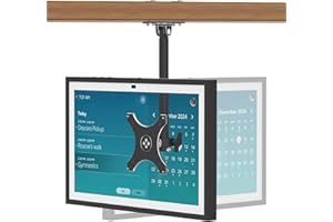 Almoz Under Cabinet Mount for Echo Show 15, Height Adjustable Stand, Wide Range of Motion, Keeps Counters Clear, Tilt and Swivel Mount for All Show 15 Generations, Also Fits Show 21 (Height-Black)