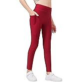 Zaclotre Girls Fleece Lined Leggings Warm Winter Running Tights for Kids High Waist Athletic Yoga Pants with Pockets