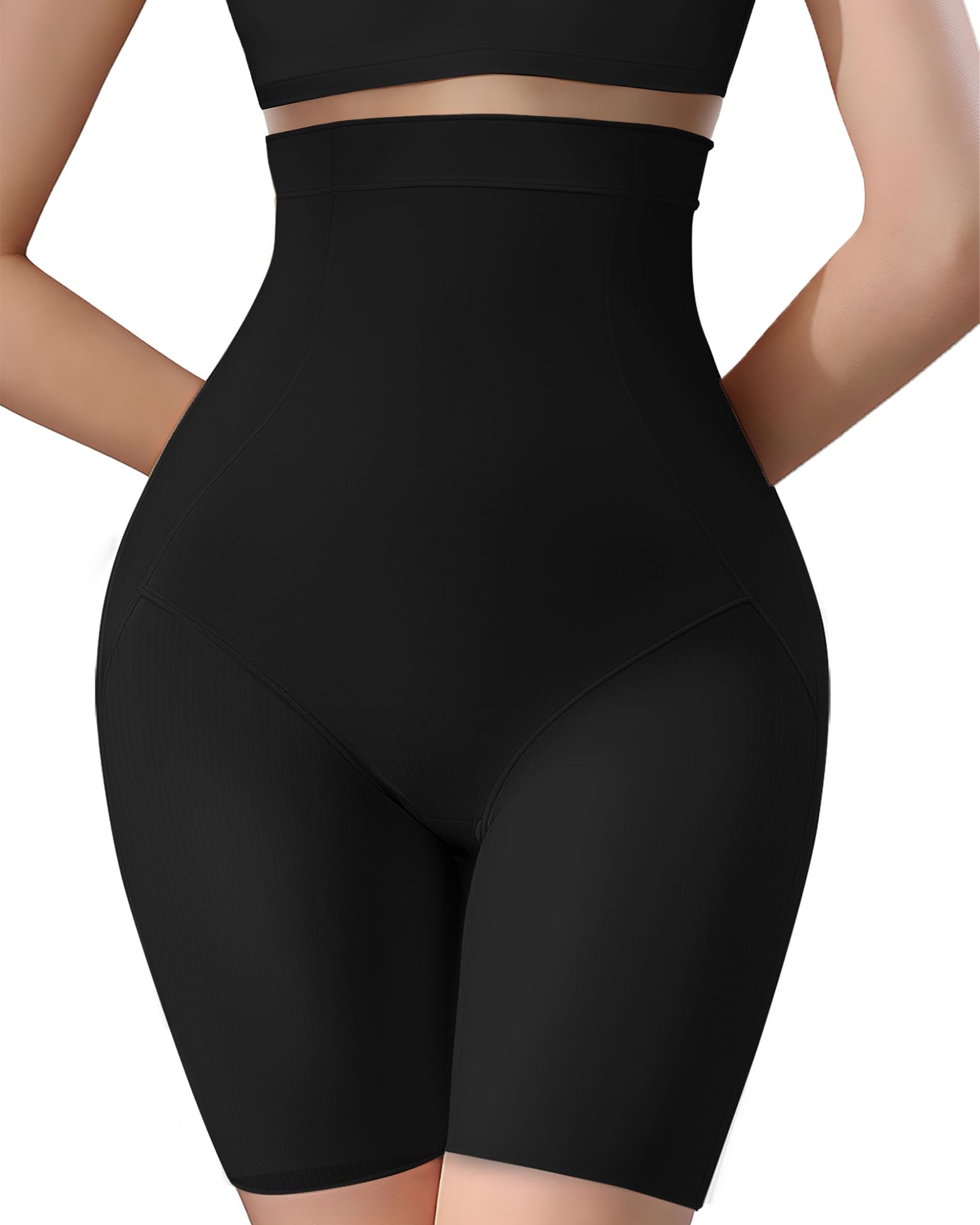 Photo 1 of (small)  Tummy Control Shapewear Shorts, High Waisted Shapewear for Women, Thigh Slimmer, Body Shaper Shorts Under Dresses Black