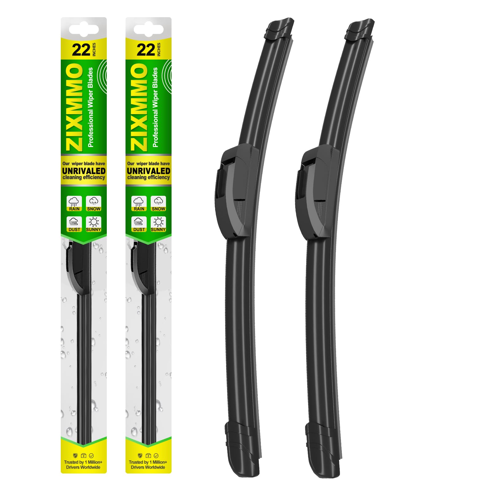 Photo 1 of ZIXMMO OEM Quality 22in + 22in Premium All-Season Windshield Wiper Blades for Original Equipment Replacement(Set of 2)