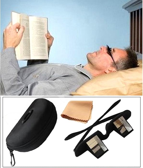 Andux Periscope Glasses Easy Lie Down in the Bed for Reading Book Bed Prism Spectacles with Case and Cloth Lr/01