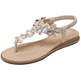 iCKER Women Sandals Rhinestone Dressy Casual Summer flat flip flops Comfortable Sandals