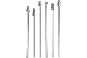 6 Pieces 6mm /4 Inch Shank Aluminum Carbide Burr Set Extra 150mm Milling Cutter Carbide Burr Bit for Aluminum Woodworking Car