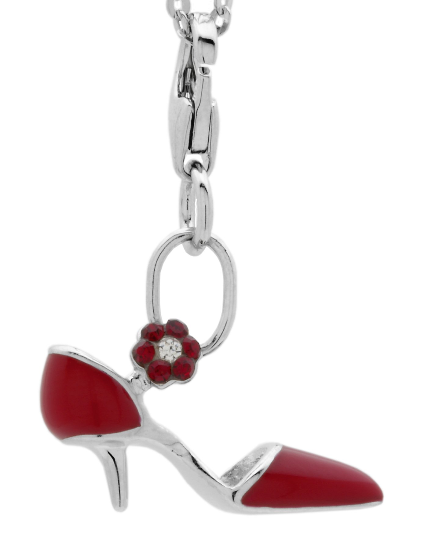 Carlo Monti JCM1081-628 Women's Charm Pumps Red Rhodium-Plated 925 Sterling Silver, Sterling Silver