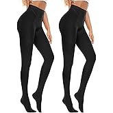 American Trends 2 Pair Tights for Women - 80D Semi Opaque High Waist Tights-Soft Stretchy Pantyhose Solid Color Stockings