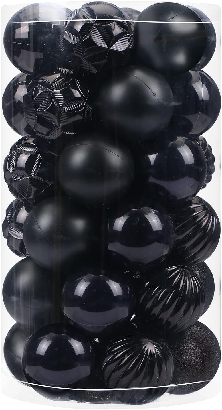 Ornaments - ZHMTang 41ct Large Christmas Balls Shatterproof Hanging Decorations Set for Xmas Tree Garland Ornaments (2.36''/60mm,Black)