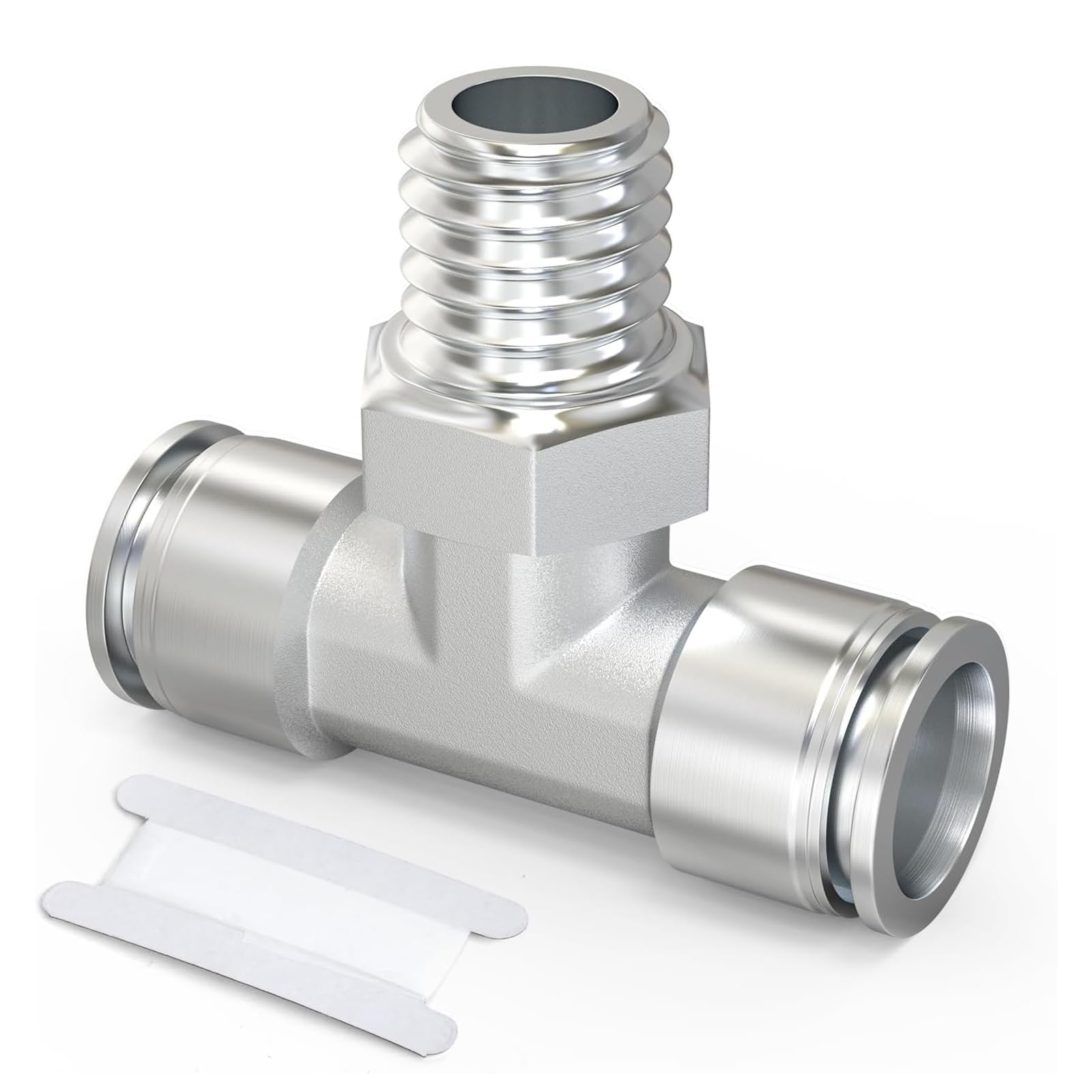 TAILONZ PNEUMATIC 304 Stainless Steel Male Branch Tee 6mm Tube OD x 1/8 Inch BSP Thread Push to Connect Fittings PT6-01 (Pack of 2)