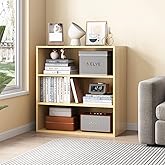 NELYE Basic Open Shelf Bookcase - 3-Tier Wooden Cube Storage Shelves Split Bookshelf, Oak