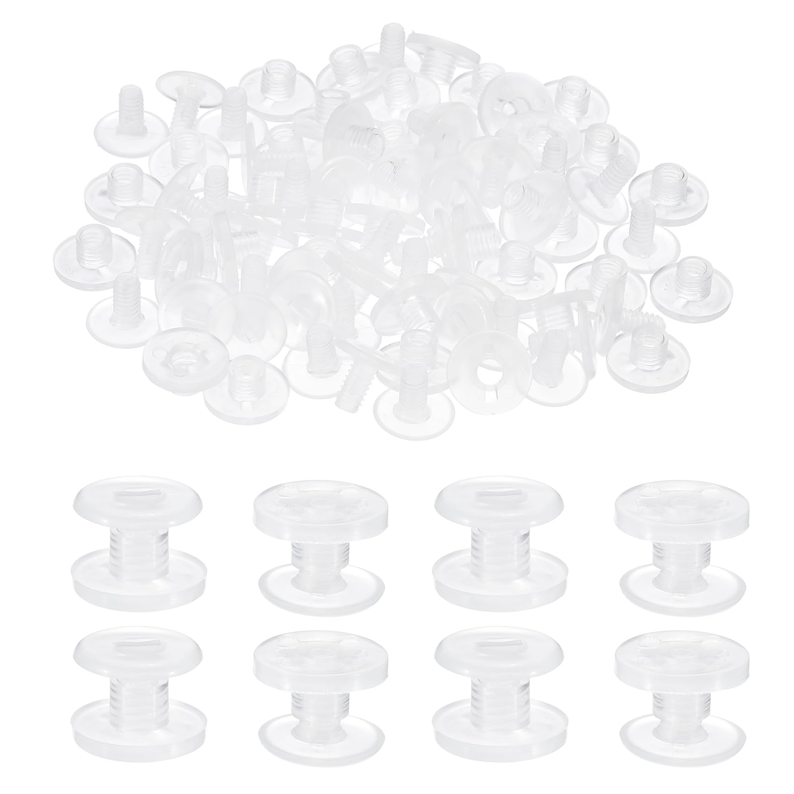 PATIKIL 10mm Chicago Screws, 40 Sets Plastic Chicago Screw Binding Post Screw Rivets Post for Leather Belt Scrapbook Photo Albums, Clear