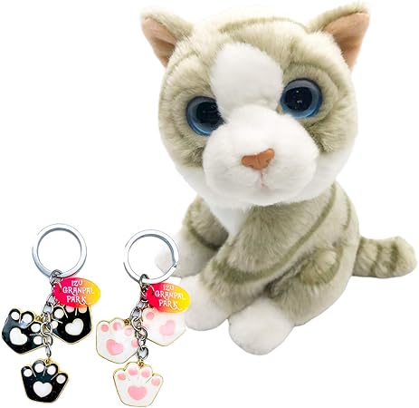 Amazon 伊豆シャボテン本舗 猫 ねこ ぬいぐるみ おもちゃ ふわふわ キーホルダー 肉球2色 セット ぬいぐるみ おもちゃ