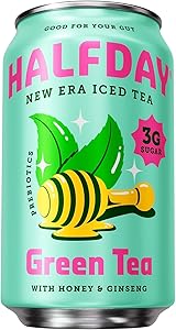 Halfday, Prebiotic Green Tea With Honey & Ginseng, 12 Fl Oz Can