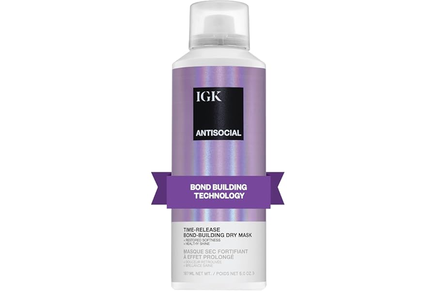 IGK Antisocial Bond-Building Dry Hair Mask, overnight dry hair mask for damaged hair, revive healthy hair, hair treatment, product for hair breakage, vegan protein treatment 5 Oz