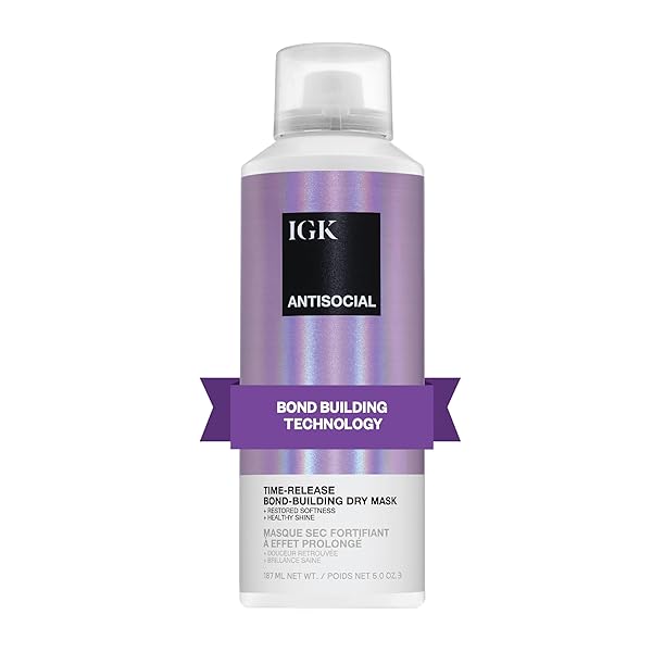 IGK – ANTISOCIAL – HAIR MASK FOR DAMAGED HAIR – BOND BUILDING OVERNIGHT HAIR REPAIR TREATMENT FOR SPLIT ENDS, DRY HAIR & HAIR EXTENSION CARE – STRENGTHENS, HYDRATES AND ADDS SHINE – 5.0 OZ