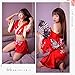 TOMORI Womens Sexy Kimono Cosplay Costume Lingerie Flower Printing Robes Lolita Fancy Dress Red