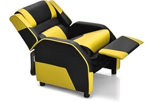 ARLIME Kids Recliner, PU Leather Kid Lounge Chair w/Footrest, Armrest, Headrest & Lumbar Support, Adjustable Gaming Toddler Sofa Armchair for Boys Girls (Yellow)