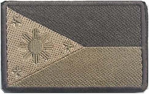 Military Philippines Flag Embroidered Tactical Velcro Patch Morale Shoulder Appliques