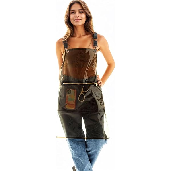 MIKI WELL 2-Pack Waterproof Vinyl Aprons – Transparent Salon Aprons With Pockets, Adjustable Straps | For Hairdressers, Chefs