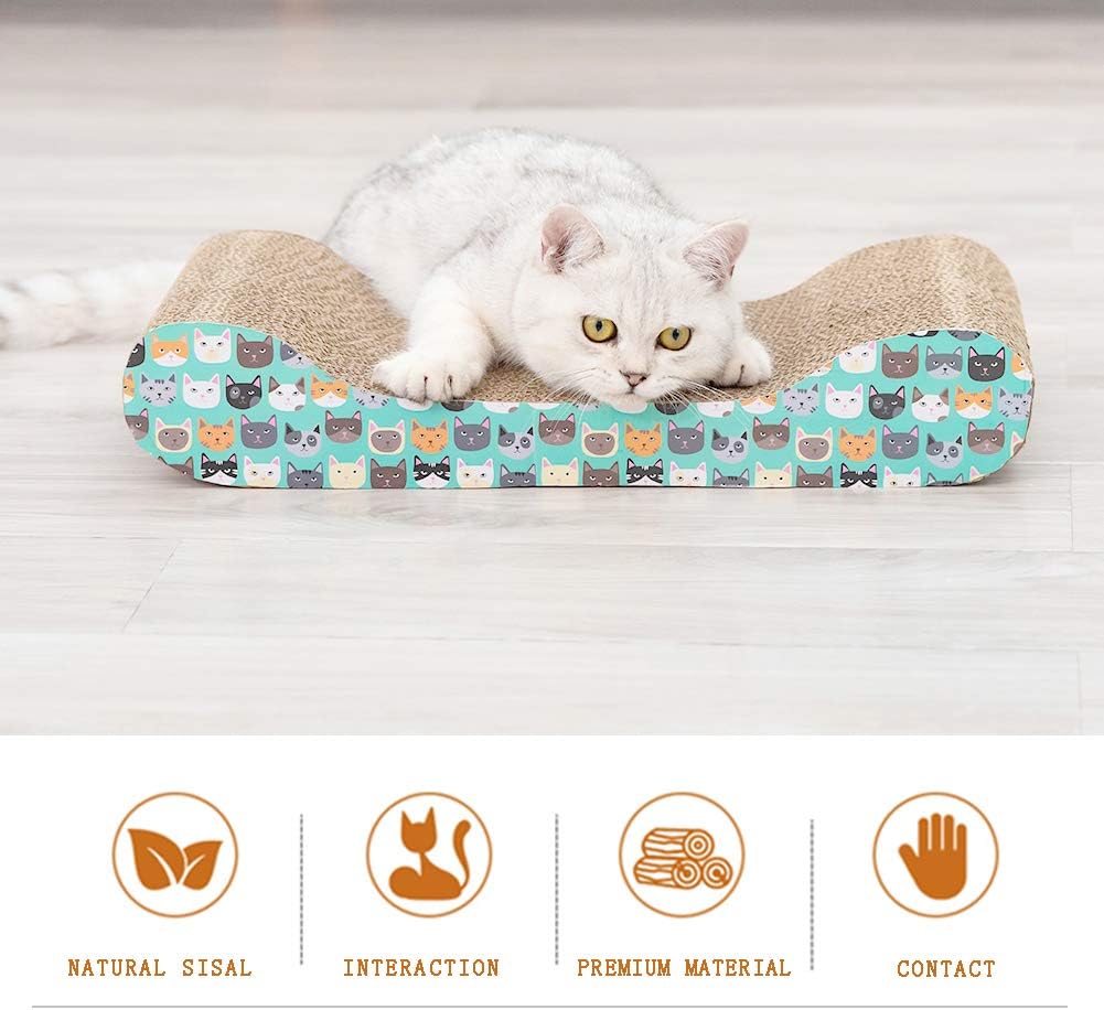 RUMUUKE 3 Packs Cat Scratcher Corrugated Scratch Pad Lounge Sofa Bed Paper Cardboard Cat Scratching Toys, Catnip Included : Pet Supplies