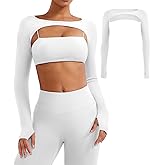 YEOREO Seamless Long Sleeve Shrug for Women Gym Crop Top Workout Cropped Sports Bolero