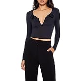 Forever 21 Womens Rosette Long-Sleeve Crop Top
