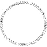 AeraVida Sterling Silver Cuban Curb Chain Bracelet – 7" Unisex .925 Polished Link Jewelry with Lobster Claw Clasp | Classic Lightweight Silver Chain for Daily Wear | 3mm Curb Link Bracelet