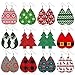 Christmas Faux Leather Earrings for Women Teardrop Dangle Earrings Petal Drop Earrings Xmas Jewelry Accessory