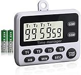 XREXS 4 Channels Digital Kitchen Timer Clock with