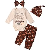 Cemion Thanksgiving Baby Girl Outfit Long Sleeve Pumpkin Pie Turkey Romper Pants Set Newborn Girls Outfits