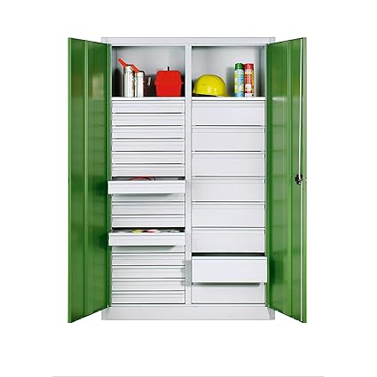 Cp Material Sheet Steel Cupboard 2 Shelves 24 Drawers Light
