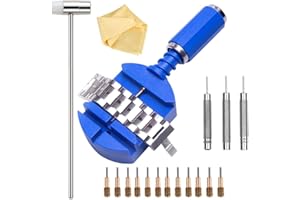 LENPESTIA Watch Band Link Removal Tool Kit with 12pcs Replacement Pins and 3pcs Pin Punches 1pcs Head Hammer for Watch Bracelet Strap Adjustment and Watch Repair