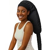 Hooded Hair Dryer for Curly Hair, Large Adjustable Blow Dryer Cap, Portable Hair Dryer Bonnet Attachment, Soft Diffuser for Fast Drying &amp; Deep Conditioning, Headband Integrated Design (Black)