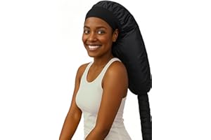 Hooded Hair Dryer for Curly Hair, Large Adjustable Blow Dryer Cap, Portable Hair Dryer Bonnet Attachment, Soft Diffuser for Fast Drying & Deep Conditioning, Headband Integrated Design (Black)
