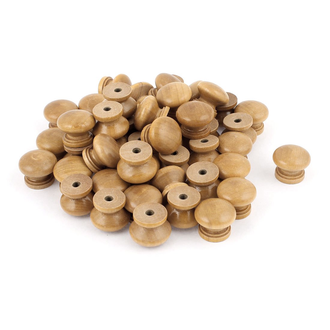 Sourcingmap Furniture Drawer Door Cabinet Closet Wood Round Knob Pull Handle for Dresser Drawer Wardrobe 50pcs