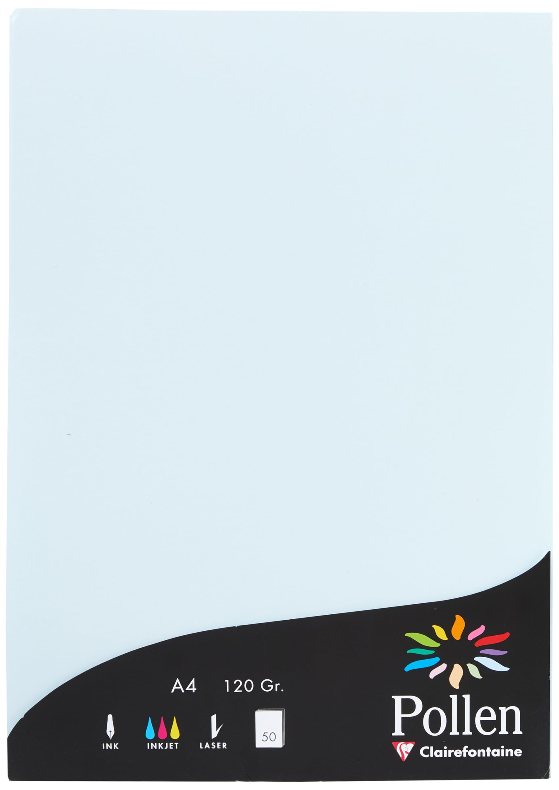 Clairefontaine 4201C - Wallet of 50 Sheets - Format A4 (21x29,7cm) - 120gsm - Blue - Invitation Paper Events Correspondence Pollen Range Premium Smooth Paper