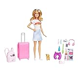 Barbie Doll & Accessories, Travel Set with Puppy