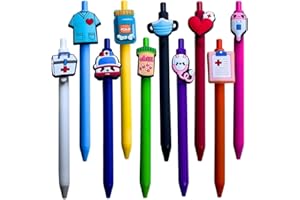 YJ PREMIUMS 10-Pack of Cute Nursing Pens with Heart, Syringe Designs in Black Ink - Versatile Writing Instruments for Nurses, Medical Assistants, Students