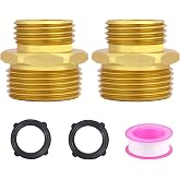 3/4&rdquo; GHT Male x 1&rdquo; NPT Male Connector, Brass Garden Hose Fitting Adapter, Industrial Metal Brass Garden Hose to Pipe Fittings Connect (2 Pack)