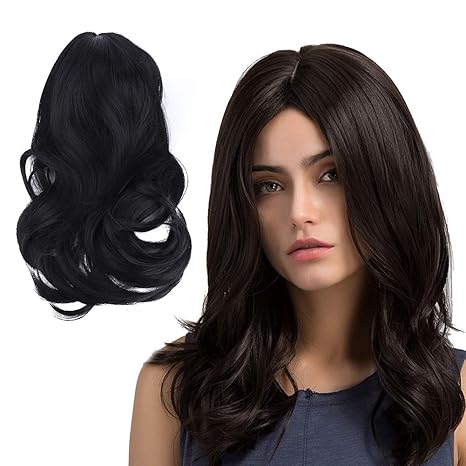 Black Medium Long Wig Heat Resistant Synthetic Curly Hairstyle