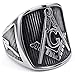 KONOV Mens Stainless Steel Ring, Freemason Masonic, Black Silver, Size 10