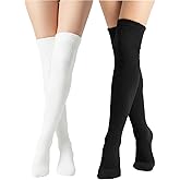 ZHLKHIOP 2 Pairs Thigh High Fuzzy Socks, Ultra Soft & Warm Knee High Socks, Cozy Plush Polyester for Women