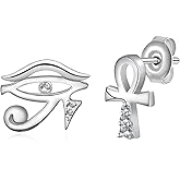 Ankh and Eye of Horus Earring for Women 925 Sterling Silver Egyptian Earrings Jewelry Ankh jewelry