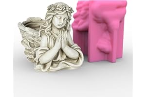 ANKTILY Prayer Angel Concrete Flower Pot Silicone Mold Succulent Planter Cactus Vase Plaster Mold Candle Pen Holder Mould Epoxy Resin Cement Clay Mould
