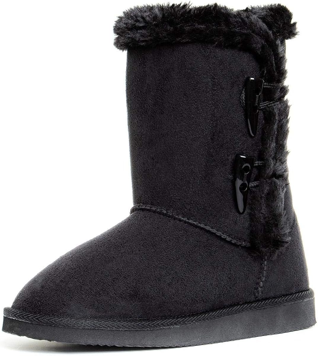 Zone Womens Black Toggle Boot with Faux Fur Lining Amazon.co.uk