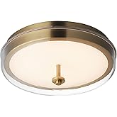 ET2 Lighting E24660-18NAB Voto - 16W 1 LED Flush Mount-4.25 Inch Tall and 12 Inch Wide, Finish Color: Natural Aged Brass, Gla