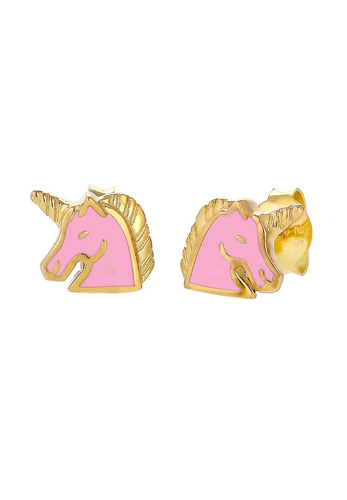 Elli Children's 925 Sterling Silver Gold Plated Unicorn Earrings
