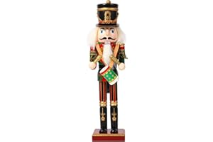 SurpriseSeptember Christmas Nutcracker Ornament,12 inch Traditional Painted Wooden Nutcracker Soldier Doll, Nutcracker Figures Holiday Party Tabletop Christmas Decorations(The Drummer)