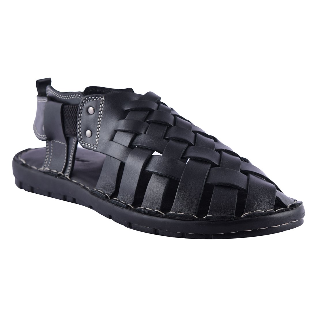 amster men's black genuine italian leather sandals