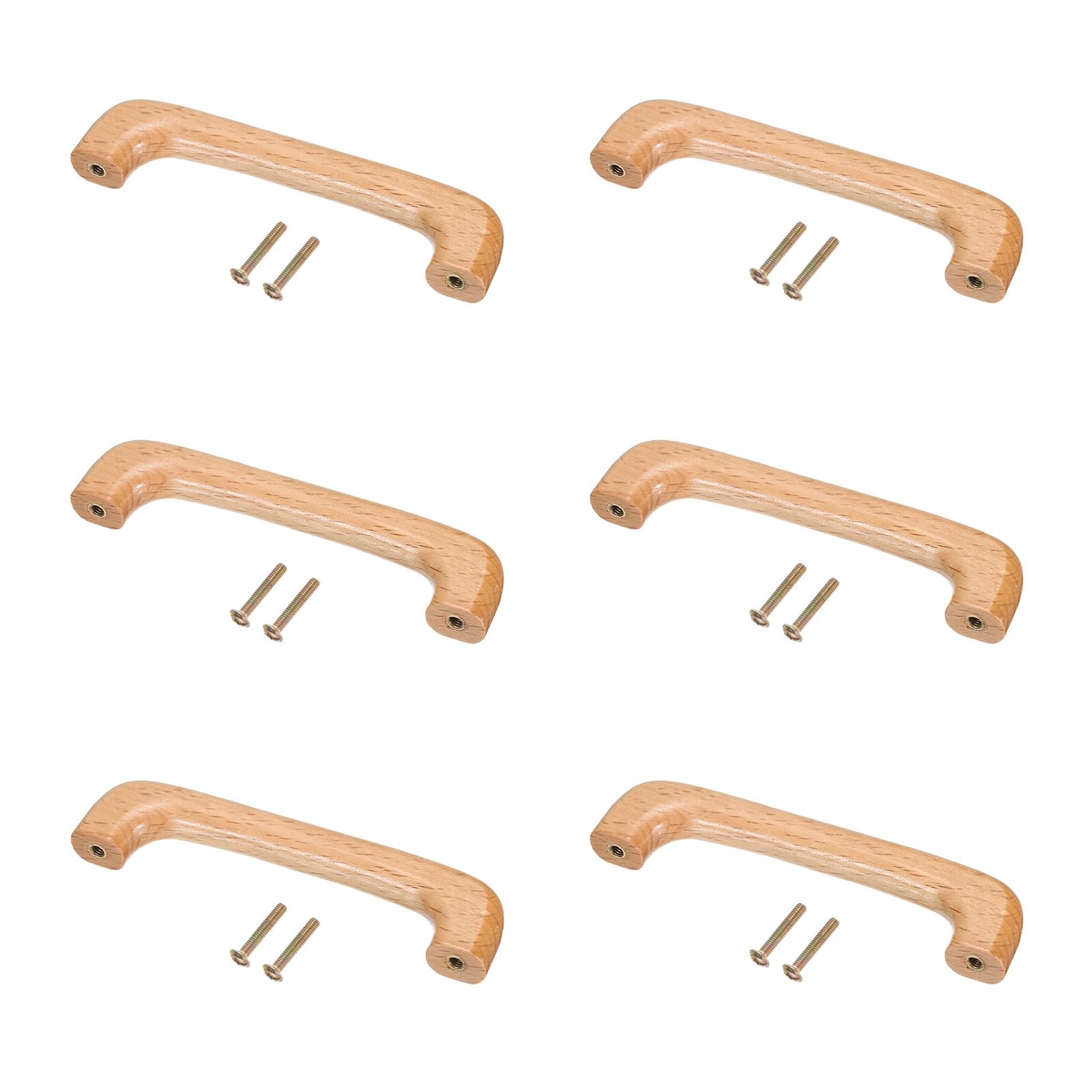 Photo 1 of uxcell 6Pcs Wood Drawer Pulls Handles, 96mm/3.8" Hole Spacing Bridge Shaped Beech Wood Cabinets Drawer Knobs Pull Handles for Kitchen Cabinets Furniture (Wooden, 111mm Length)
