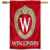 UW Badgers Crest Logo Two Sided House Flag