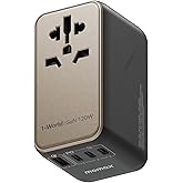 MOMAX Universal Travel Adapter, 170W GaN International Power Adapter, 2 USB-C 2 USB-A, Worldwide Travel Plug Adapter, International Power Adapter for Most Europe, USA, Japan, Australia (Type C/A/G/I)